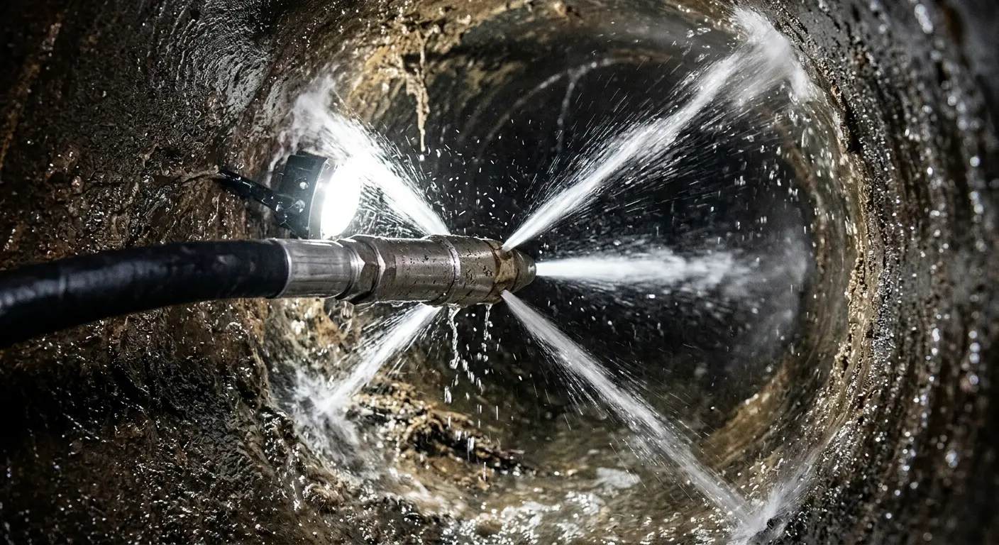 High-pressure hydro jetting nozzle cleaning sewer pipe for Storm Drain Cleaning in Sunnyside